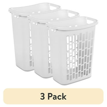 (3 pack) Mainstays Rectangular Open Hamper Plastic Adult, White