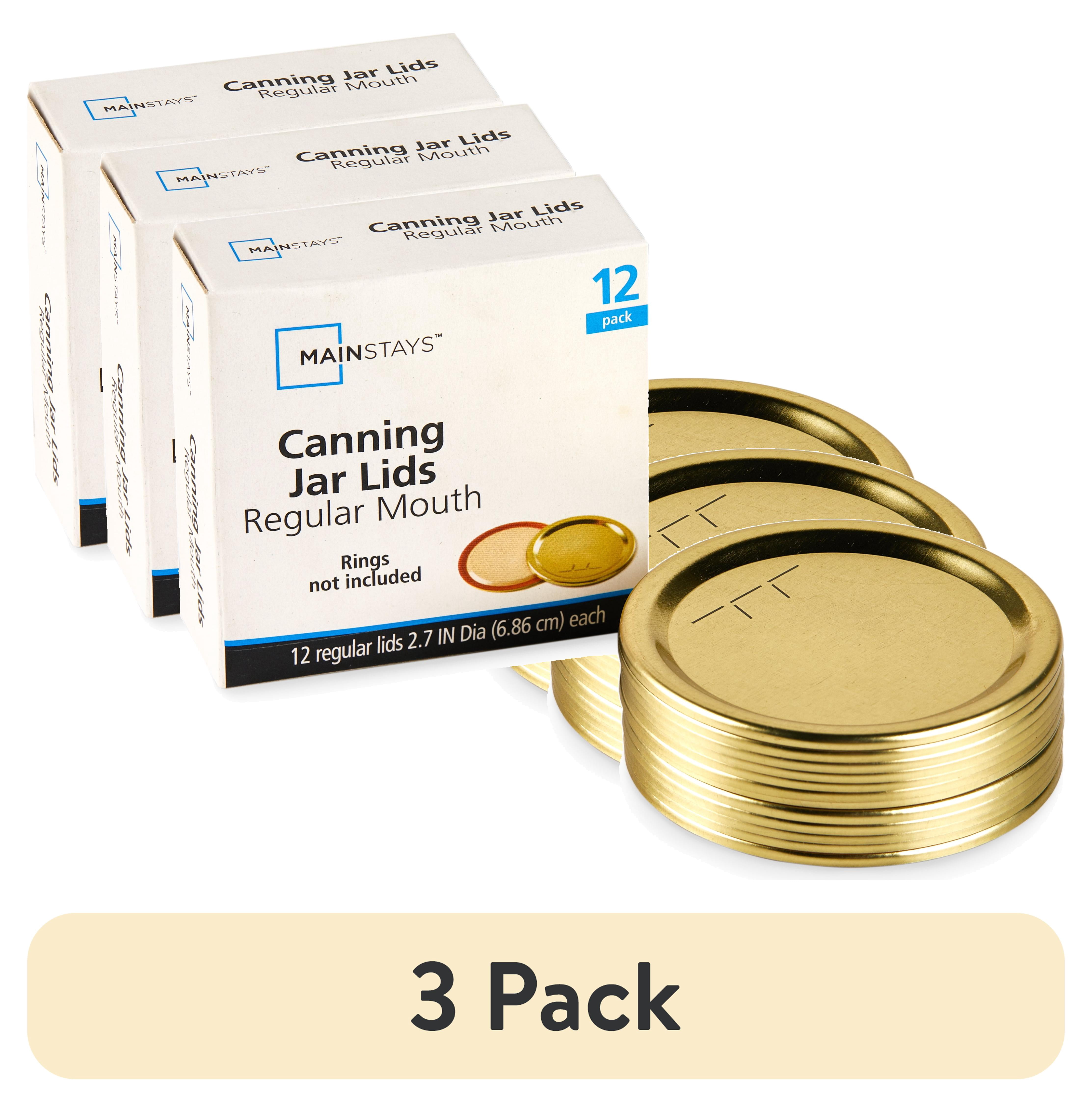 (3 pack) Mainstays Regular Mouth Canning Lids - Airtight Mouth Mason Jar Lids for Canning and Food Preservation