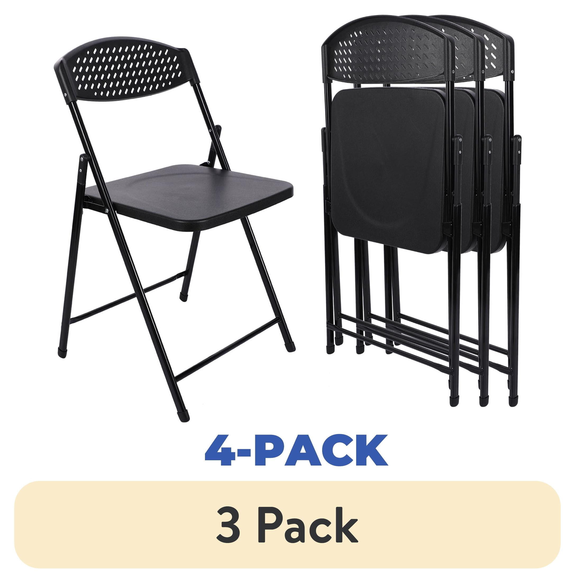 (3 pack) Mainstays Folding Chairs, Light-Weight, Black, Set of 4