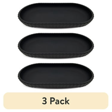 (3 pack) Mainstays Rubberized Plastic Ribbed Accessory Tray, Black