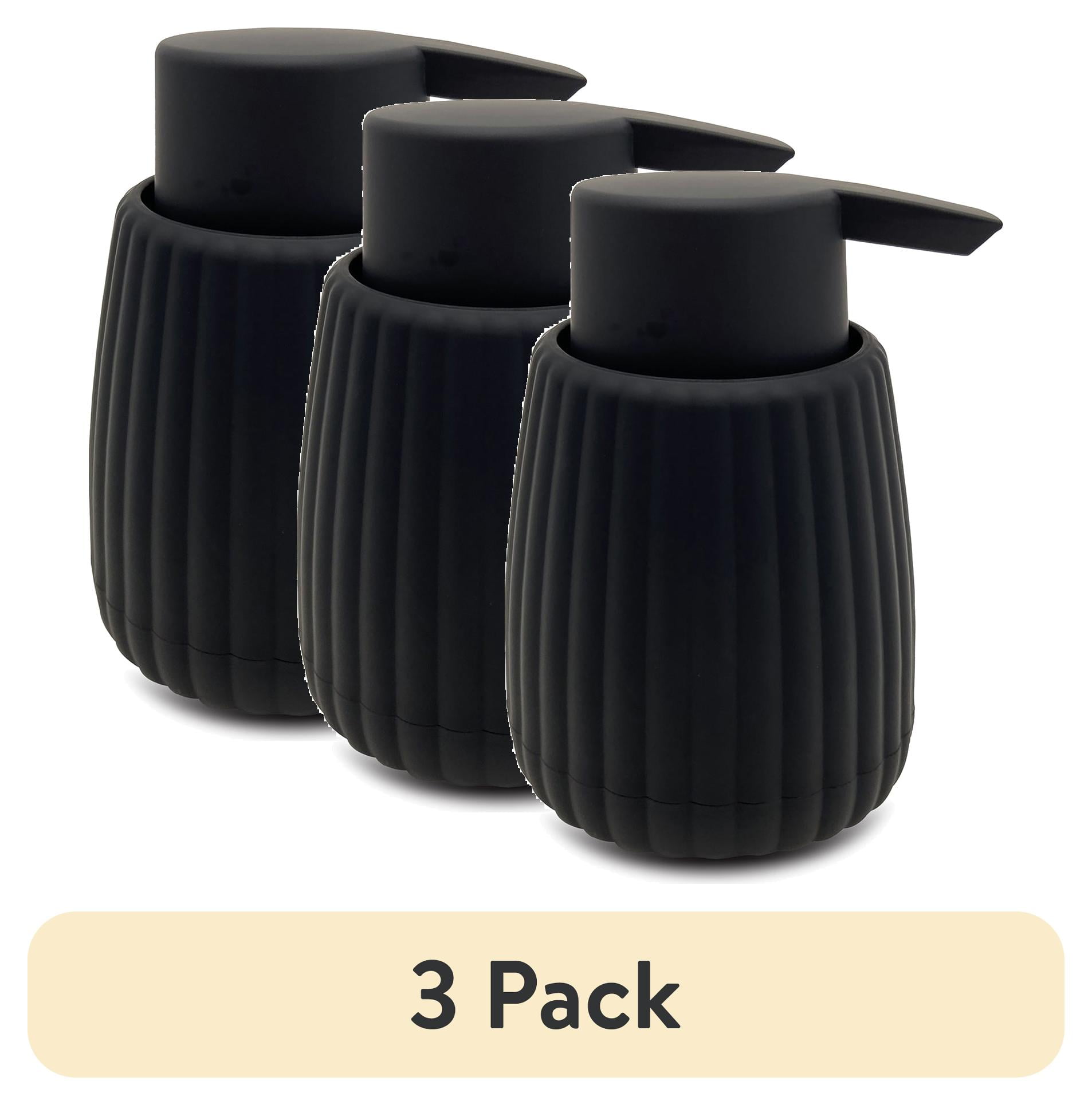 (3 pack) Mainstays Rubberized Plastic Ribbed Soap Pump, Black