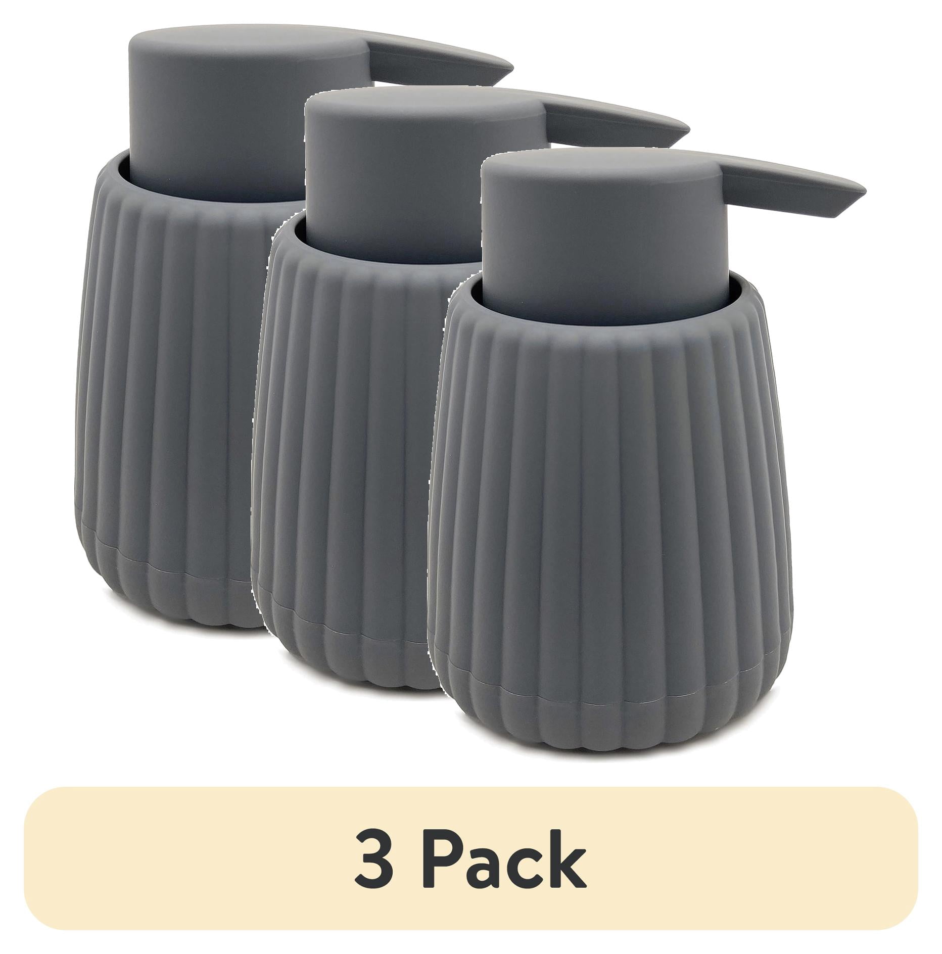 (3 pack) Mainstays Rubberized Plastic Ribbed Soap Pump, Grey
