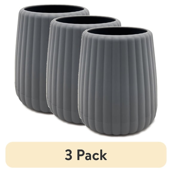 (3 pack) (3 pack) Mainstays Rubberized Plastic Ribbed Toothbrush Holder, Gray
