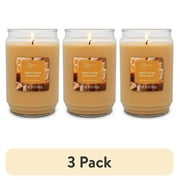 3 pack Mainstays Single-Wick Scented Glass Jar Candle, Salted Caramel Butterscotch, 20 oz