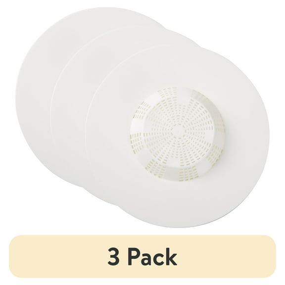 (3 pack) Mainstays Self Sealing Flexible Universal Rubber Hair Catcher White for up to 5" Drain