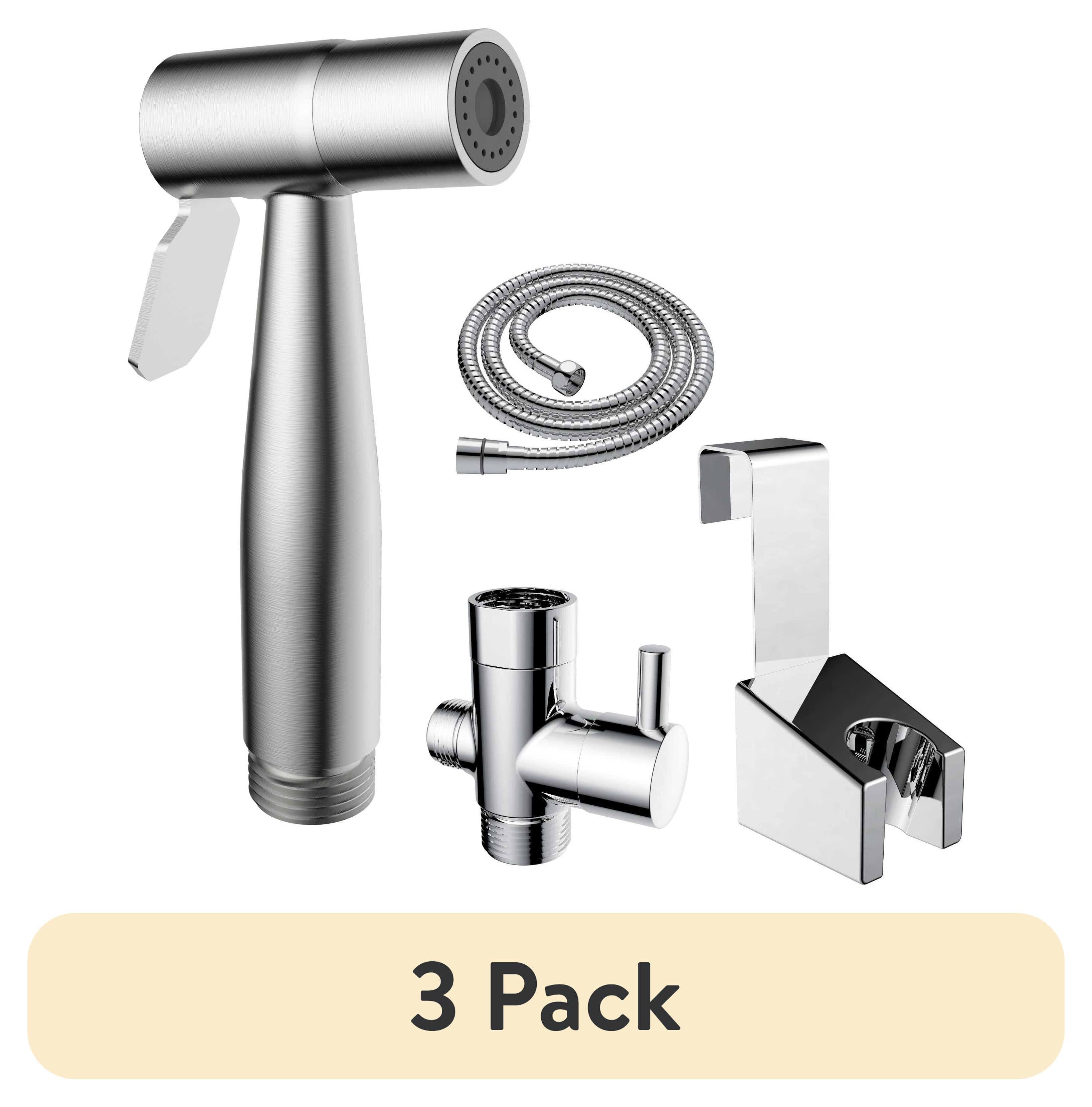 (3 pack) Mainstays Silver Stainless Steel Handheld Bidet Sprayer Set for Personal Hygiene