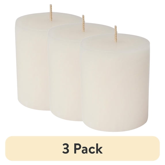 (3 pack) Mainstays Single Wick 2.5" x 2.8" Pillar Candle, Unscented, Ivory