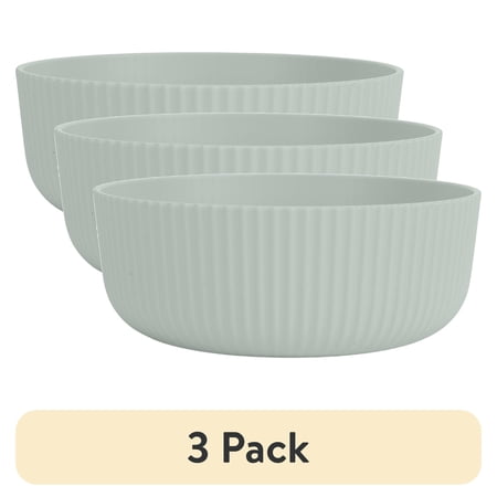(3 pack) Mainstays - Soft Sea Green Eco-Friendly Recycled Plastic Cereal Bowl, 38-Ounce