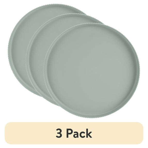 (3 pack) Mainstays Eco-Friendly Recycled Plastic Dinner Plate, Soft Sea Green, 10"