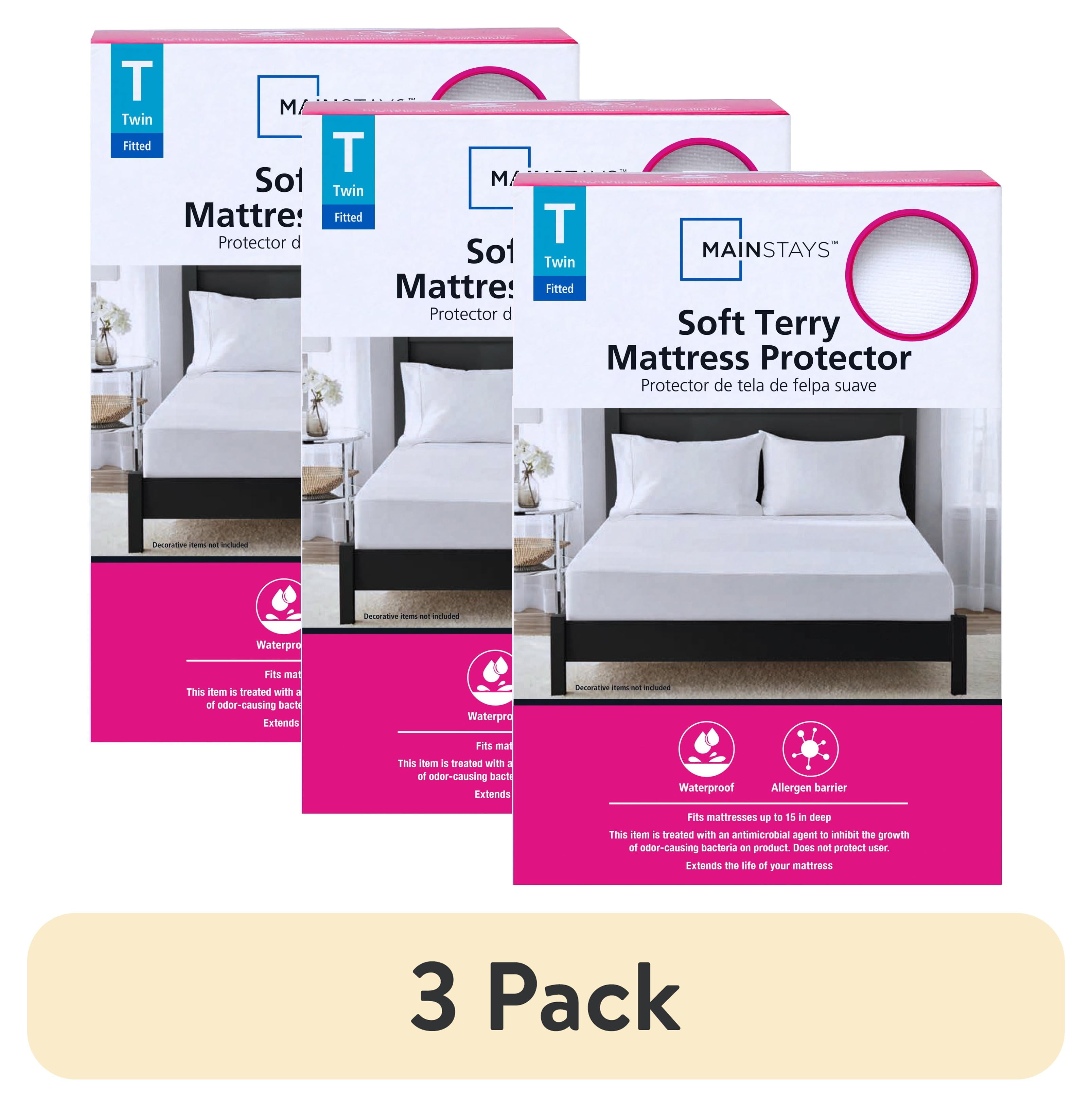 Twin White Soft Terry Waterproof Fitted Mattress Protector