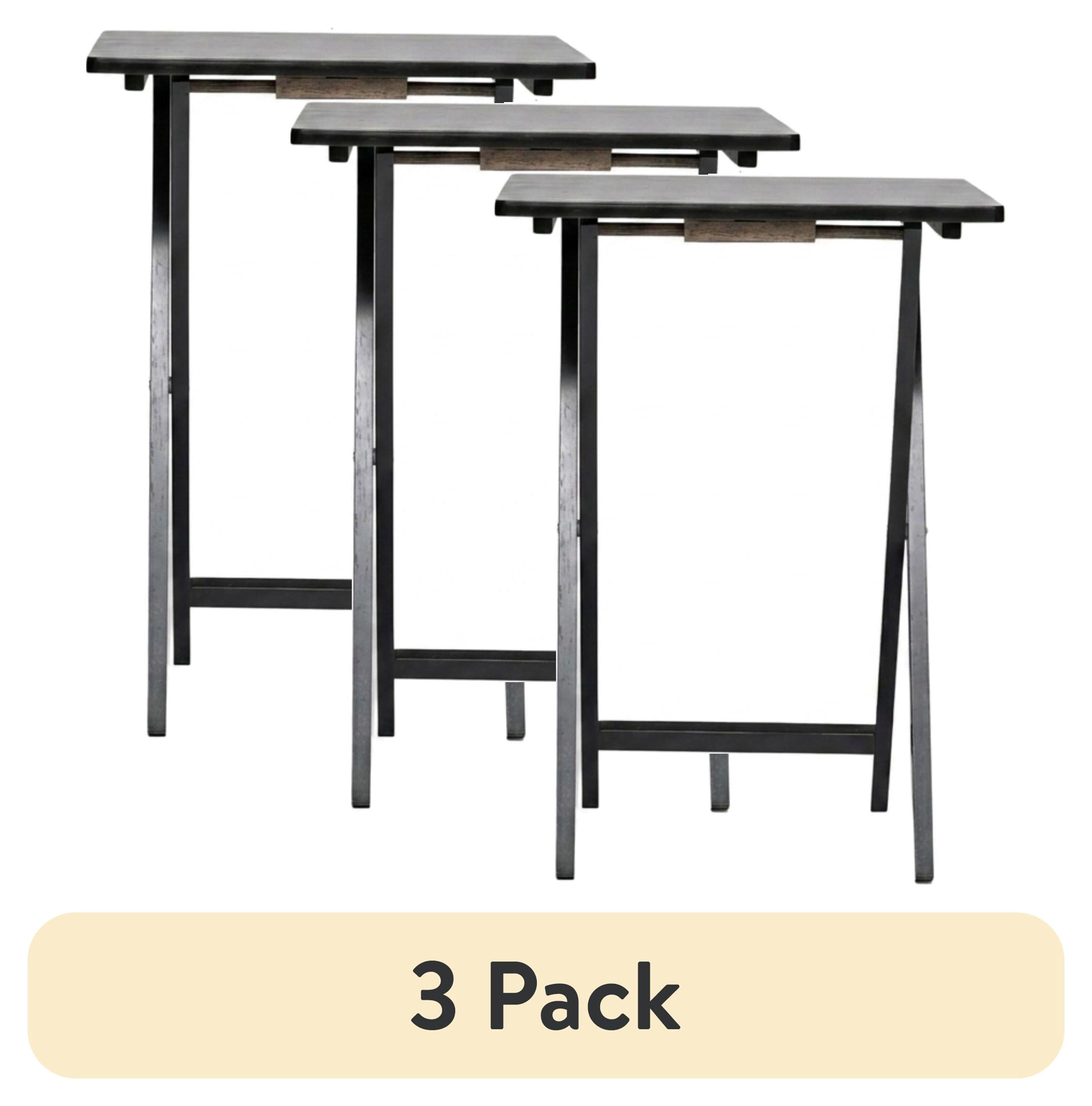 (6 pack) Mainstays Solid Rubberwood Folding TV Tray Tables, Set of 2, Black