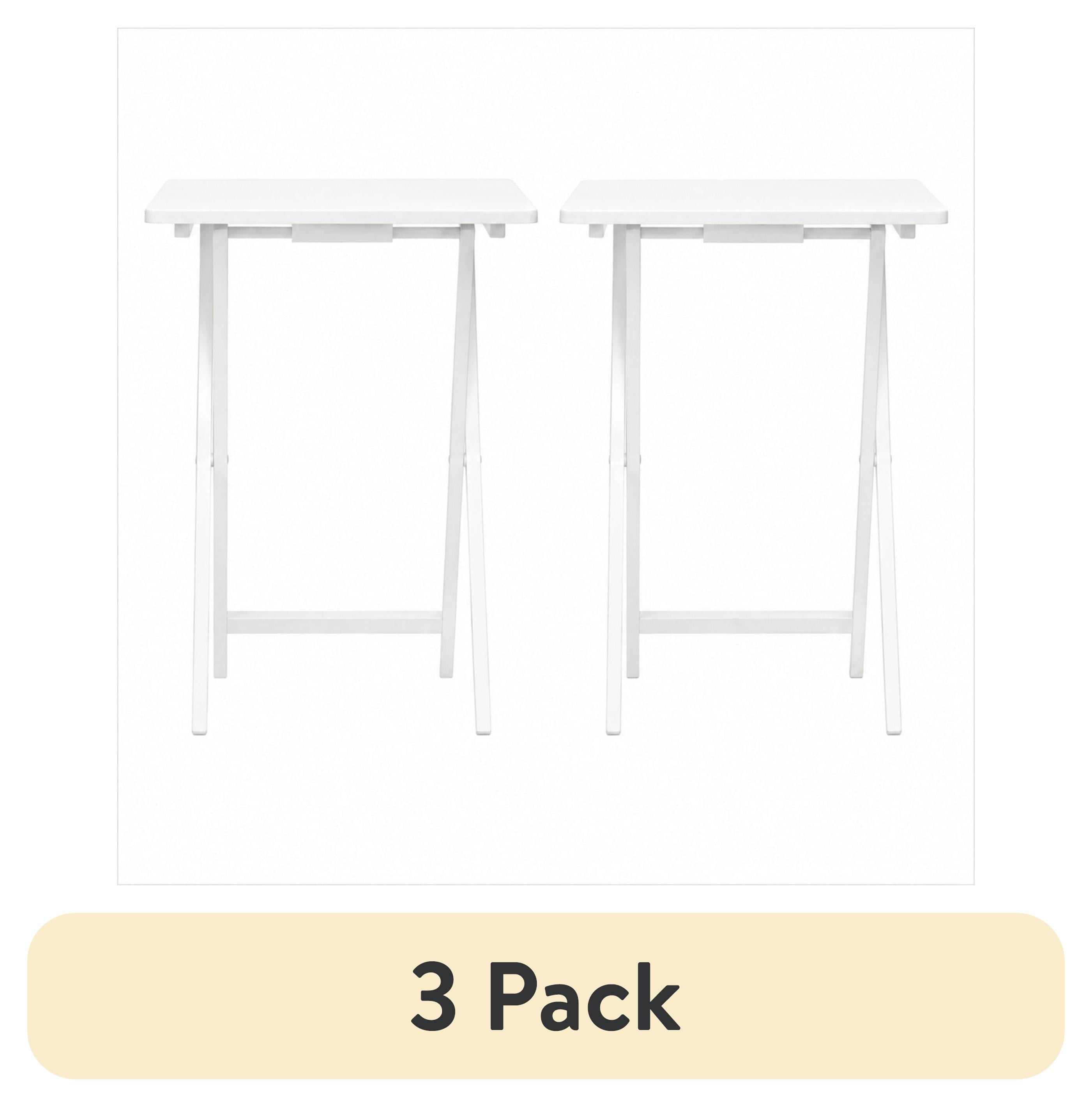 (6 pack) Mainstays Solid Rubberwood Folding TV Tray Tables, Set of 2, White