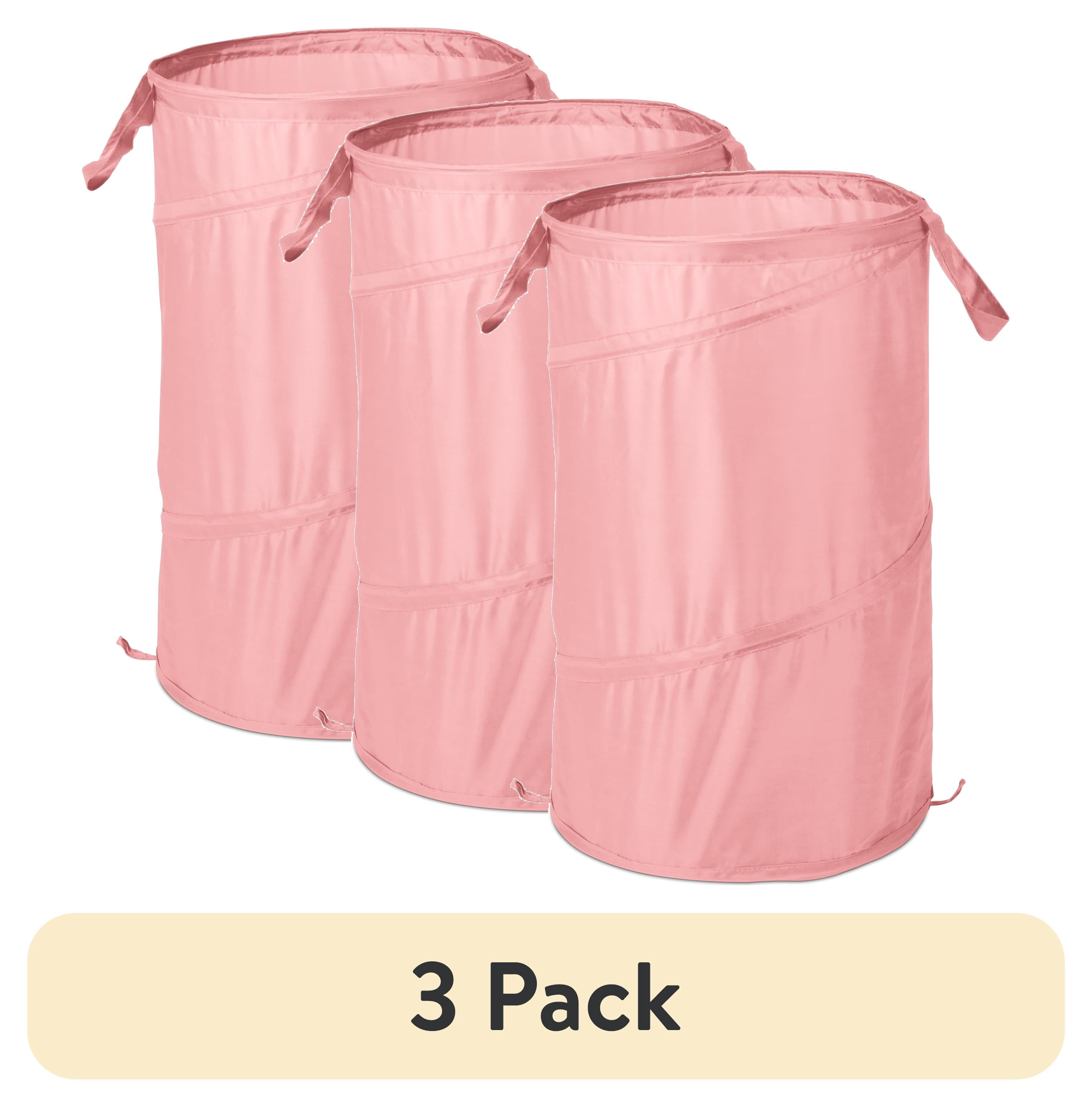 (3 pack) Mainstays Pop-Up Spiral Polyester Laundry Hamper, Pink, Adult