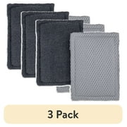 (3 pack) Mainstays 2 Pack Sponge Scrubbers, 100% Cotton Shell, Gray
