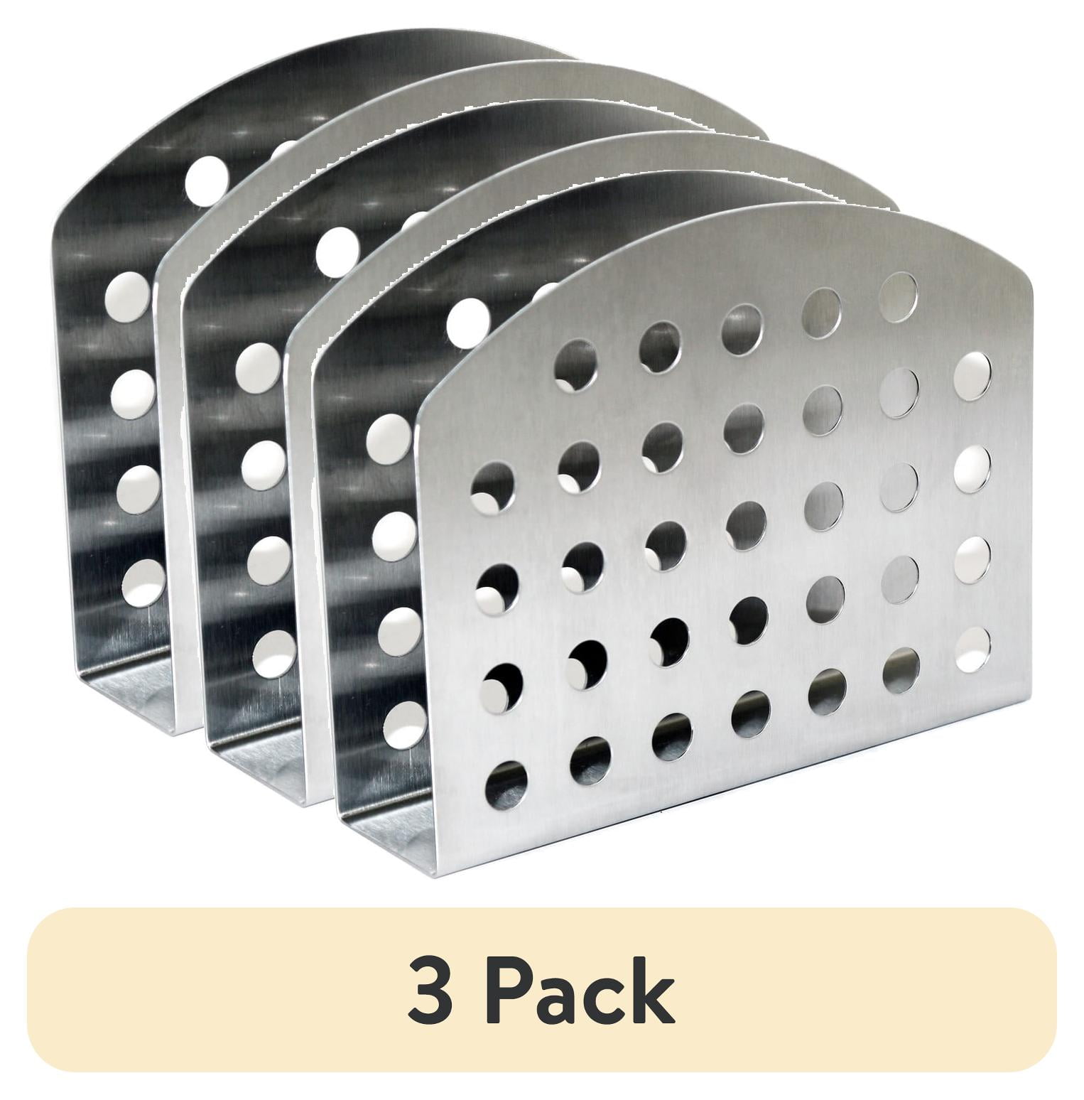 (3 pack) Mainstays Metal Stainless Steel Slim Napkin Holder, Dot Pattern, Ideal Use for Everyday Kitchen Organization