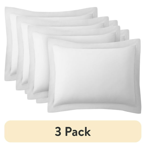 (3 pack) Mainstays Standard Microfiber Pillow Shams, White, 2 Pack
