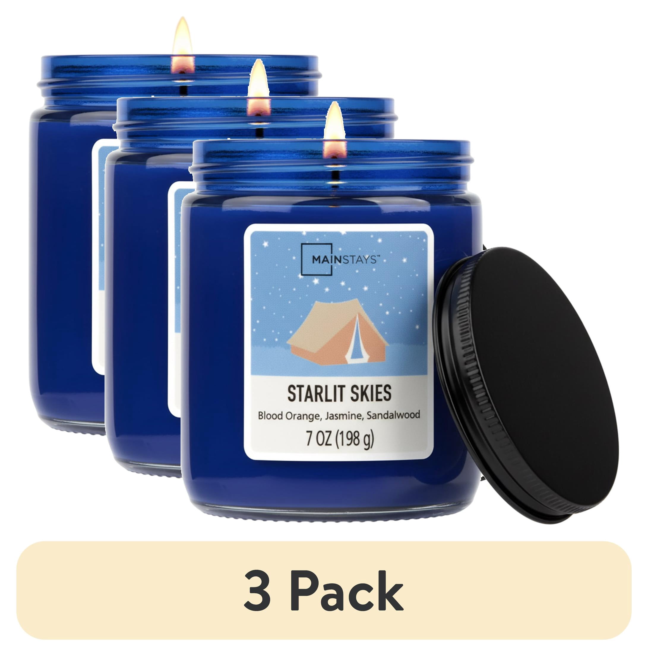 (3 pack) Mainstays Single-Wick Twist Glass Jar Scented Candle, Starlit Skies, 7oz.