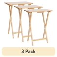 thumbnail image 1 of (3 pack) Mainstays TV Tray Table Set, 3-Piece with 2 Folding Rubberwood Trays and Storage Rack, Natural, 1 of 13