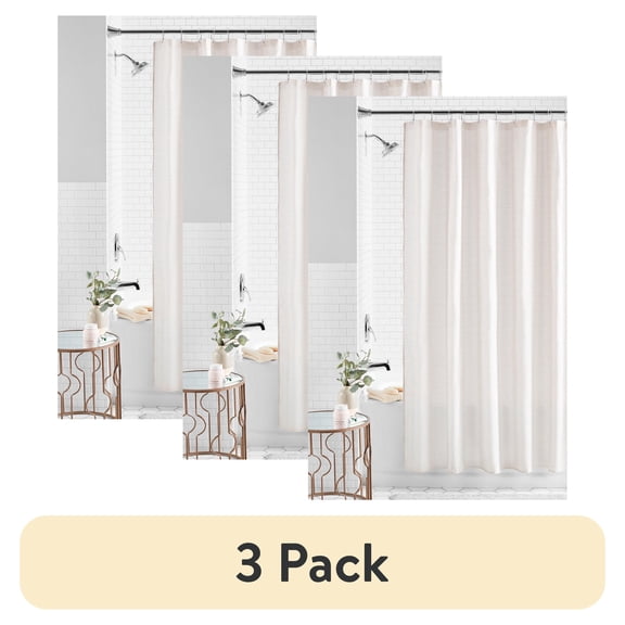 (3 pack) Mainstays Tan Texture Polyester Fabric Shower Curtain, 72" x 72"