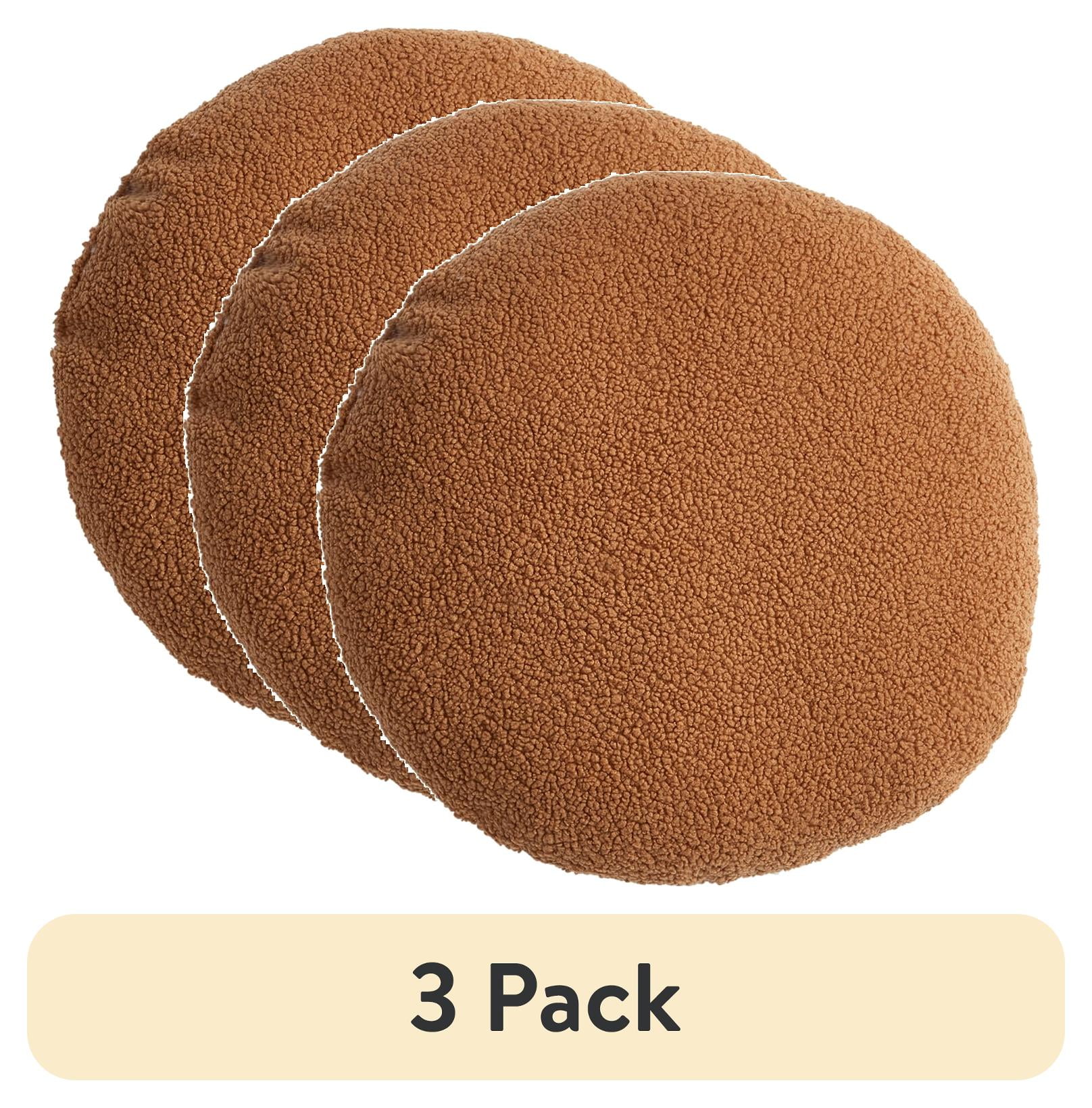 (3 pack) Mainstays Teddy 21" Round Caramel Faux Fur Decorative Pillow