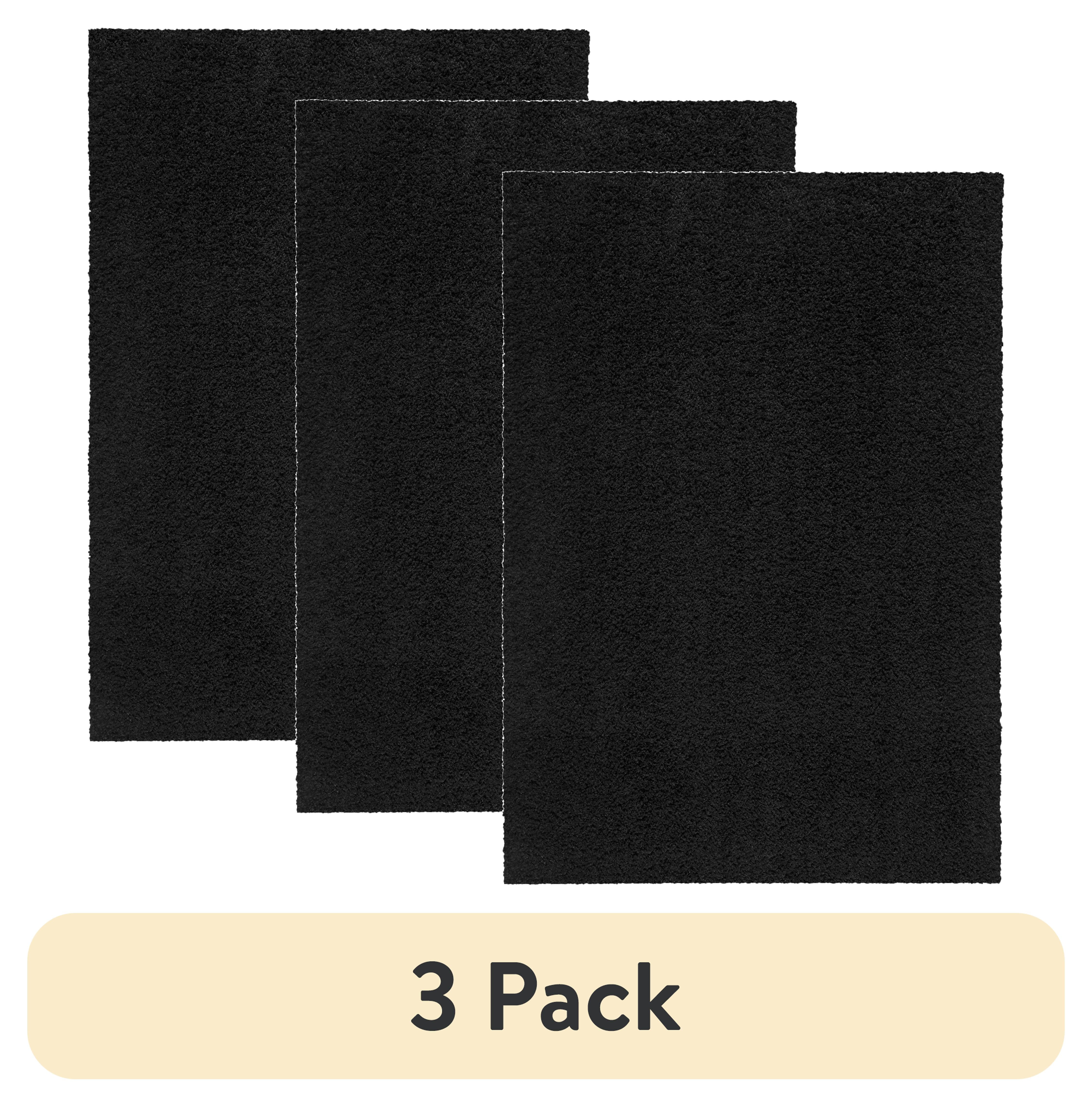 (3 pack) Mainstays Traditional Solid Black Shag Indoor Area Rug, 5' x 7'