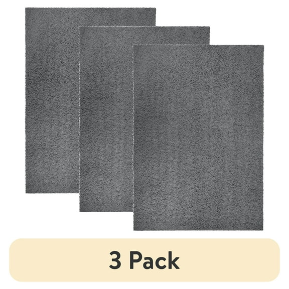 (3 pack) Mainstays Traditional Solid Gray Shag Indoor Area Rug, 5' x 7'