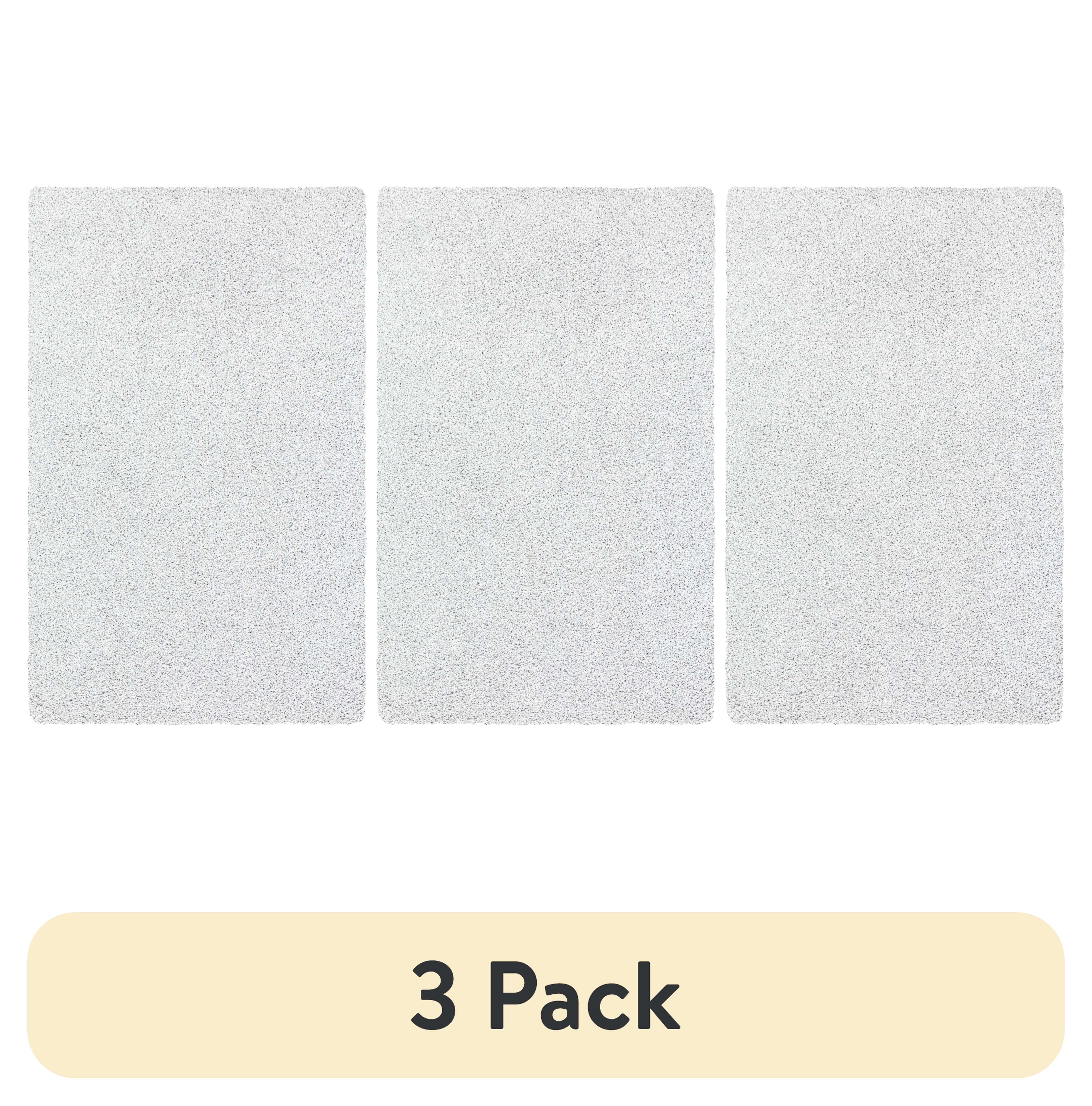 (3 pack) Mainstays Traditional Solid Silver Youth Shag Indoor Area Rug, 3' x 4'8"