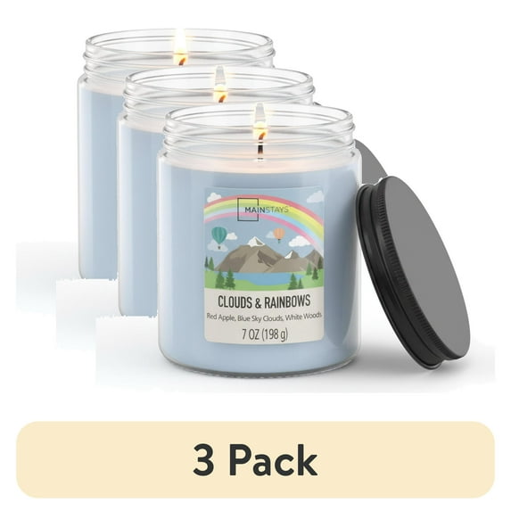 (3 pack) Mainstays Single-Wick Twist Glass Jar Scented Candle, Twist -Ounce Clouds and Rainbows, 7oz.