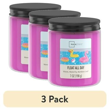 (3 pack) Mainstays Twist Lid Glass Jar 7-Ounce Float All Day Single Wick Scented Candle