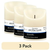 (3 pack) Mainstays Unscented Flameless LED Pillar Candle, Ivory, 3 x 4 in