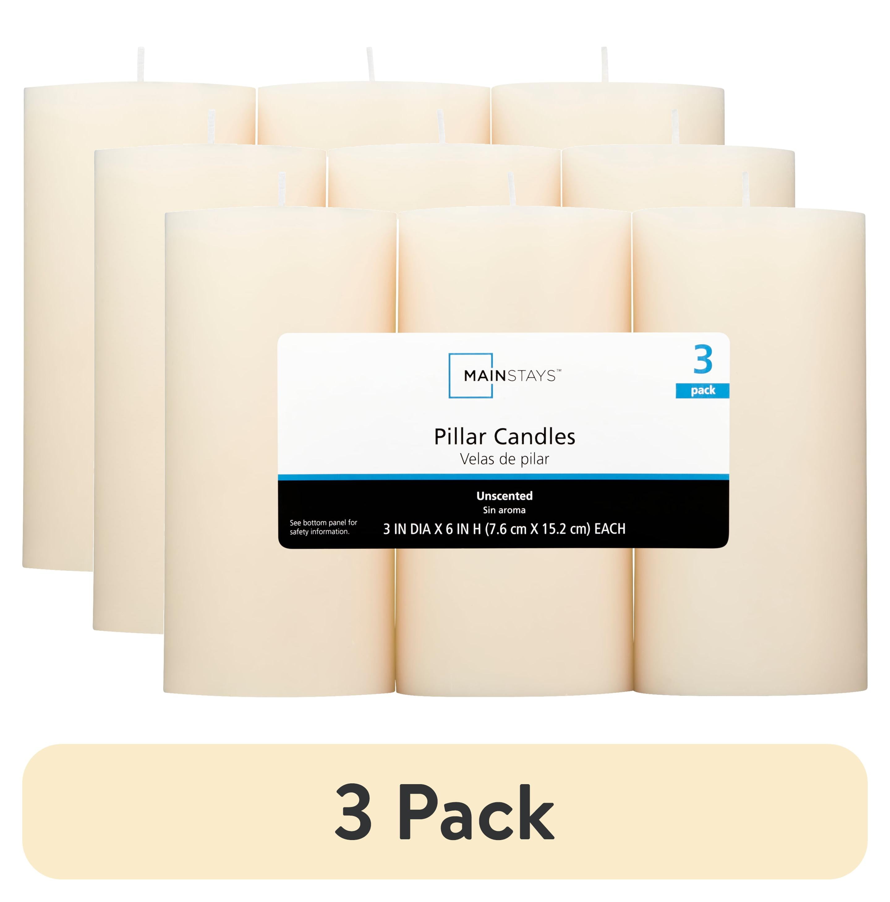 (3 pack) Mainstays Unscented Pillar Candles, 3 x 6 in, Ivory, 3 Count