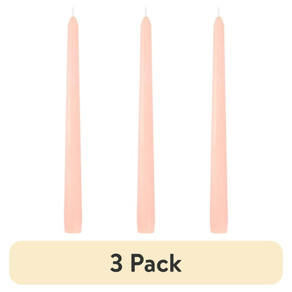 (3 pack) Mainstays Unscented Taper Candle, 10 in, Pink