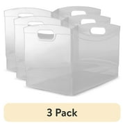 (3 pack) Mainstays Utility Storage Organizer Bin, Clear, 5" x 15"