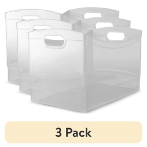 (3 pack) Mainstays Utility Storage Organizer Bin, Clear Plastic, Built-In Handles, 15 in x 10 in x 9.5 in