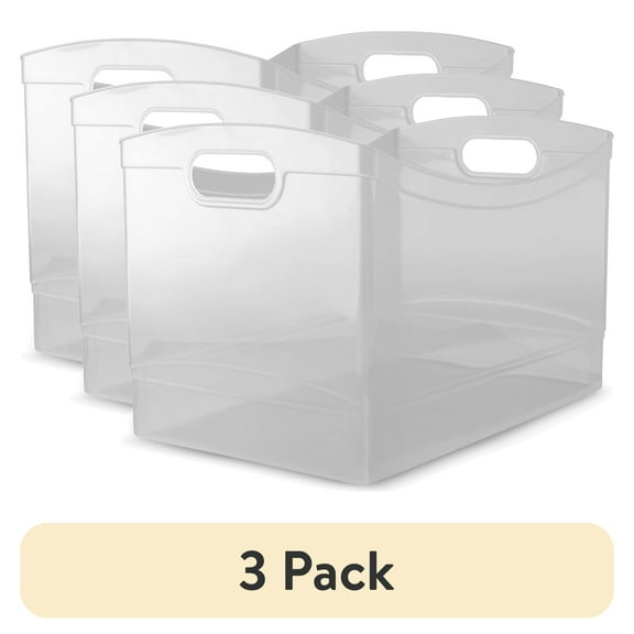 (3 pack) Mainstays Utility Storage Organizer Bin, Clear, 5" x 15"