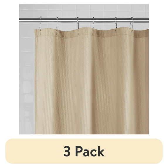 (3 pack) Mainstays Water-Repellent Embossed Fabric Shower Liner, 70" x 72", Tan