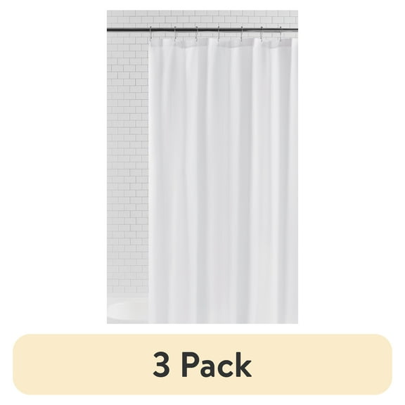 (3 pack) Mainstays Water Repellent Microfiber Fabric Shower Liner, 70 x 72 in., White