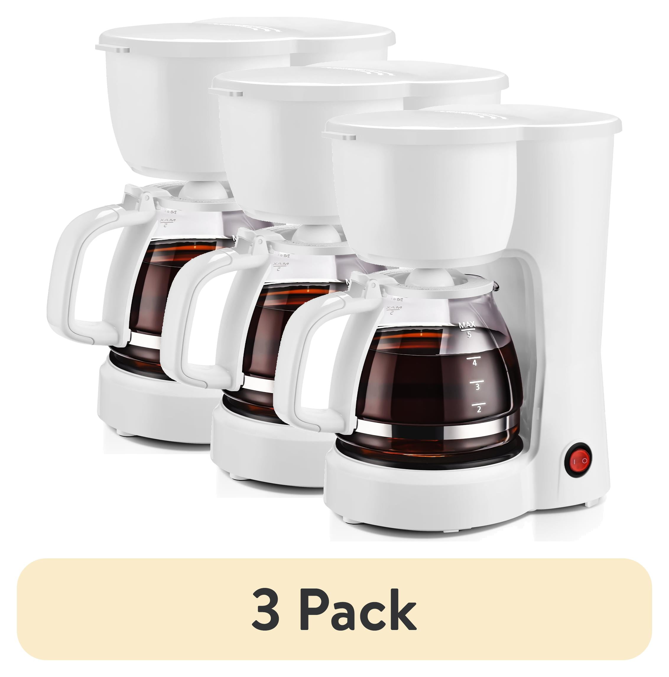 (3 pack) Mainstays White 5-Cup Coffee Maker
