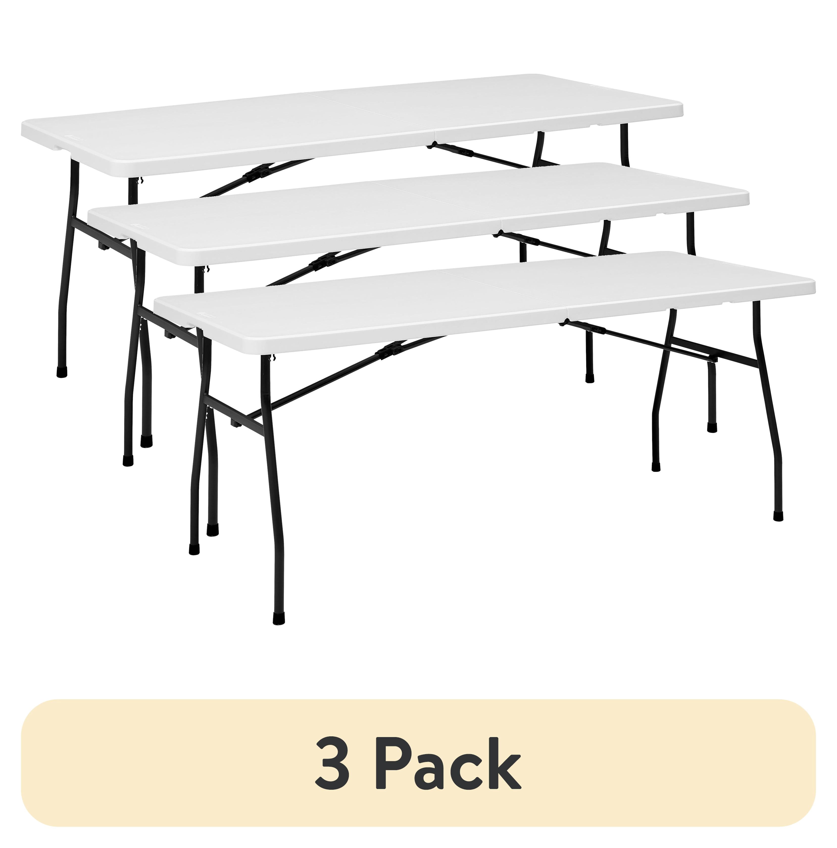 (3 pack) Mainstays 6 ft Rectangle Fold-in-Half Folding Table, White