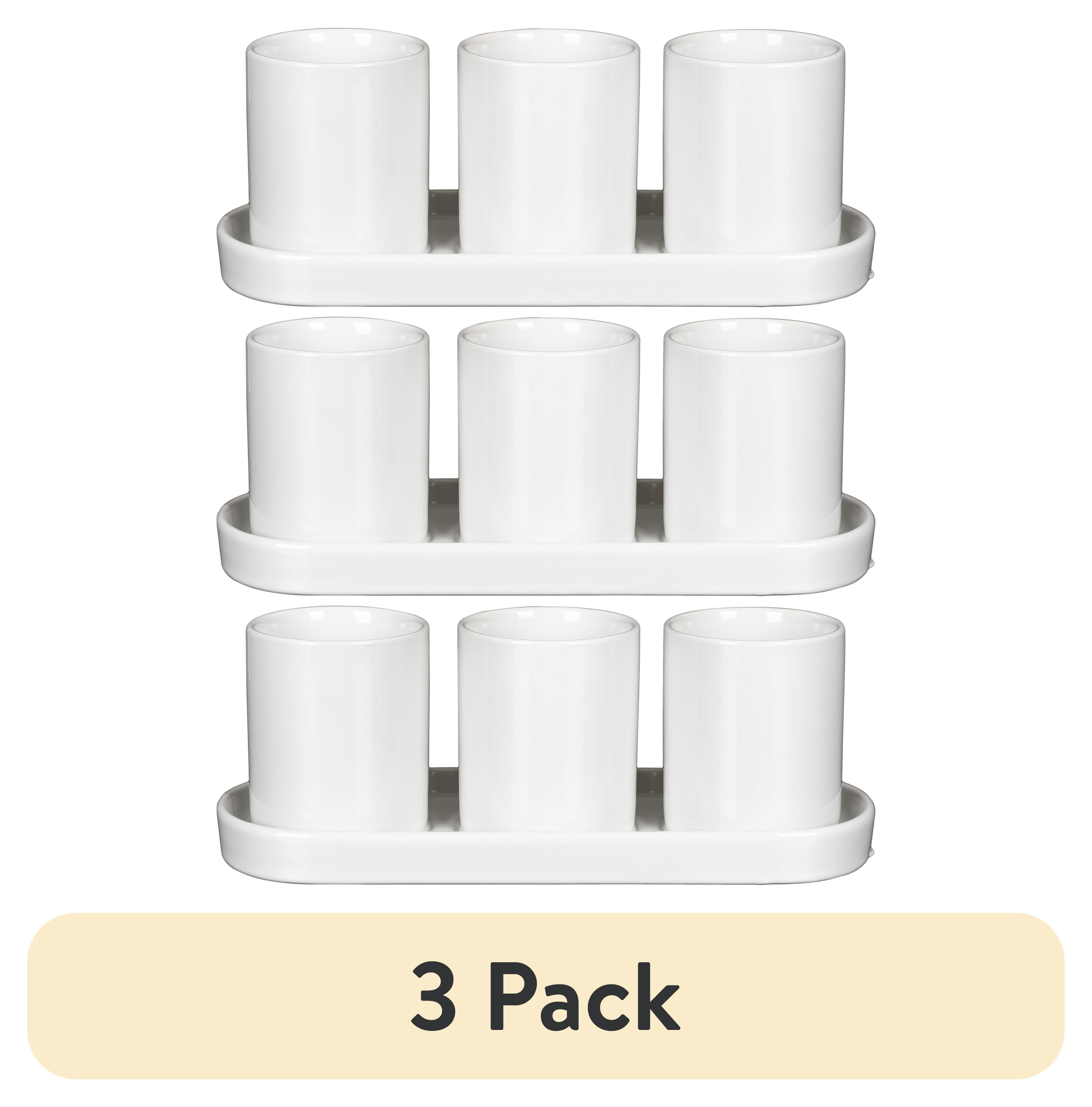 (3 pack) Mainstays White Ceramic 11in x 3.75in x 4in Herb Plant Planter
