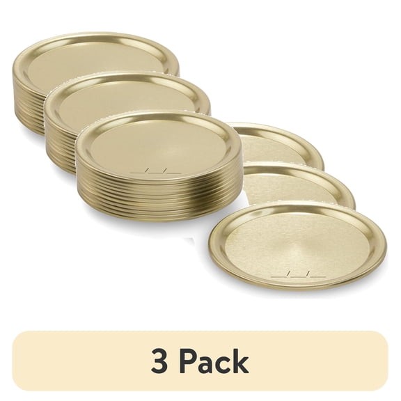(3 pack) Mainstays 12-Pack Canning Jar Lids - Wide Mouth, One-Piece Replacement Mason Jar Lids for Canning and Preserving, Fits All Brands Wide Mouth Mason Jars