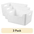 thumbnail image 1 of (3 pack) Mainstays X-Large Easy Access Bin, Versatile Open Plastic Storage Containers, Scoop Front, White, 1 of 8