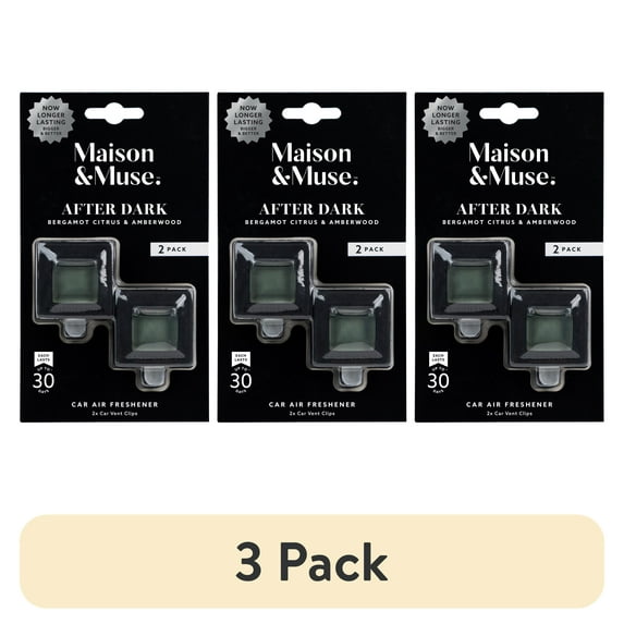 (3 pack) Maison & Muse Car Freshener Vent Clip, 2 Pack - Bergamot Citrus & Amberwood After Dark