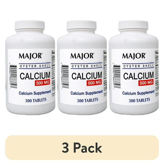 (3 pack) Major Oyster Shell Calcium 500 mg - Daily Calcium Supplement - 300 Tablets
