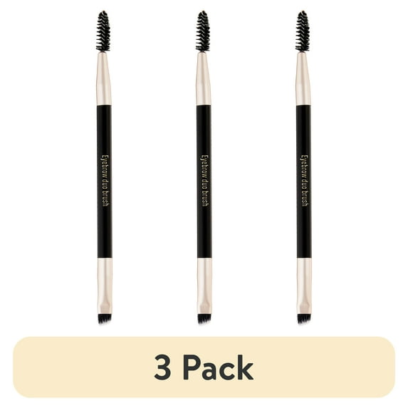 (3 pack) Walmart Eyebrow Duo Cosmetic & Makeup Brush to Contour & Fill Brows, Black
