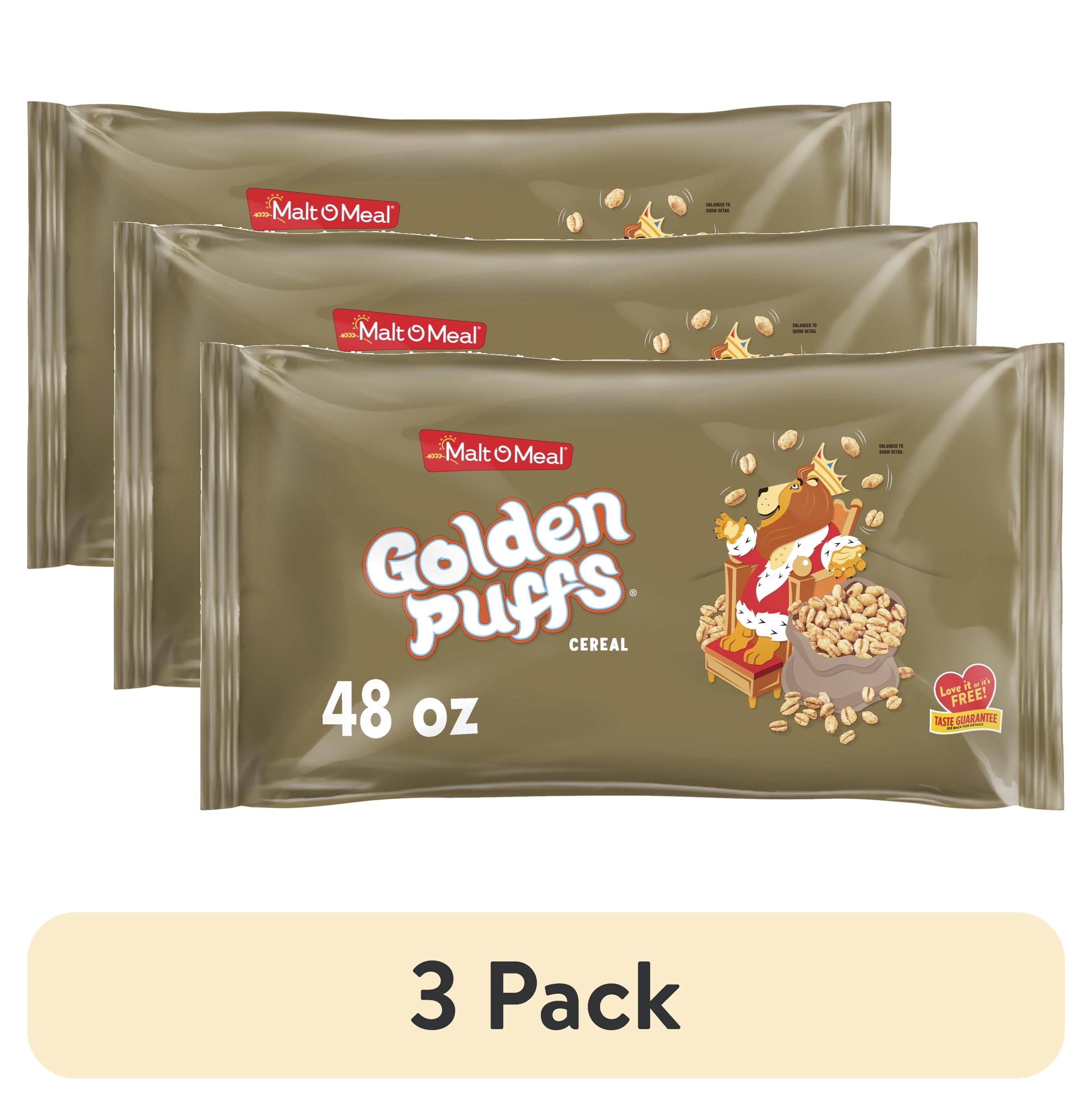 3 pack) Malt-O-Meal Golden Puffs Sweetened Puffed Wheat Breakfast