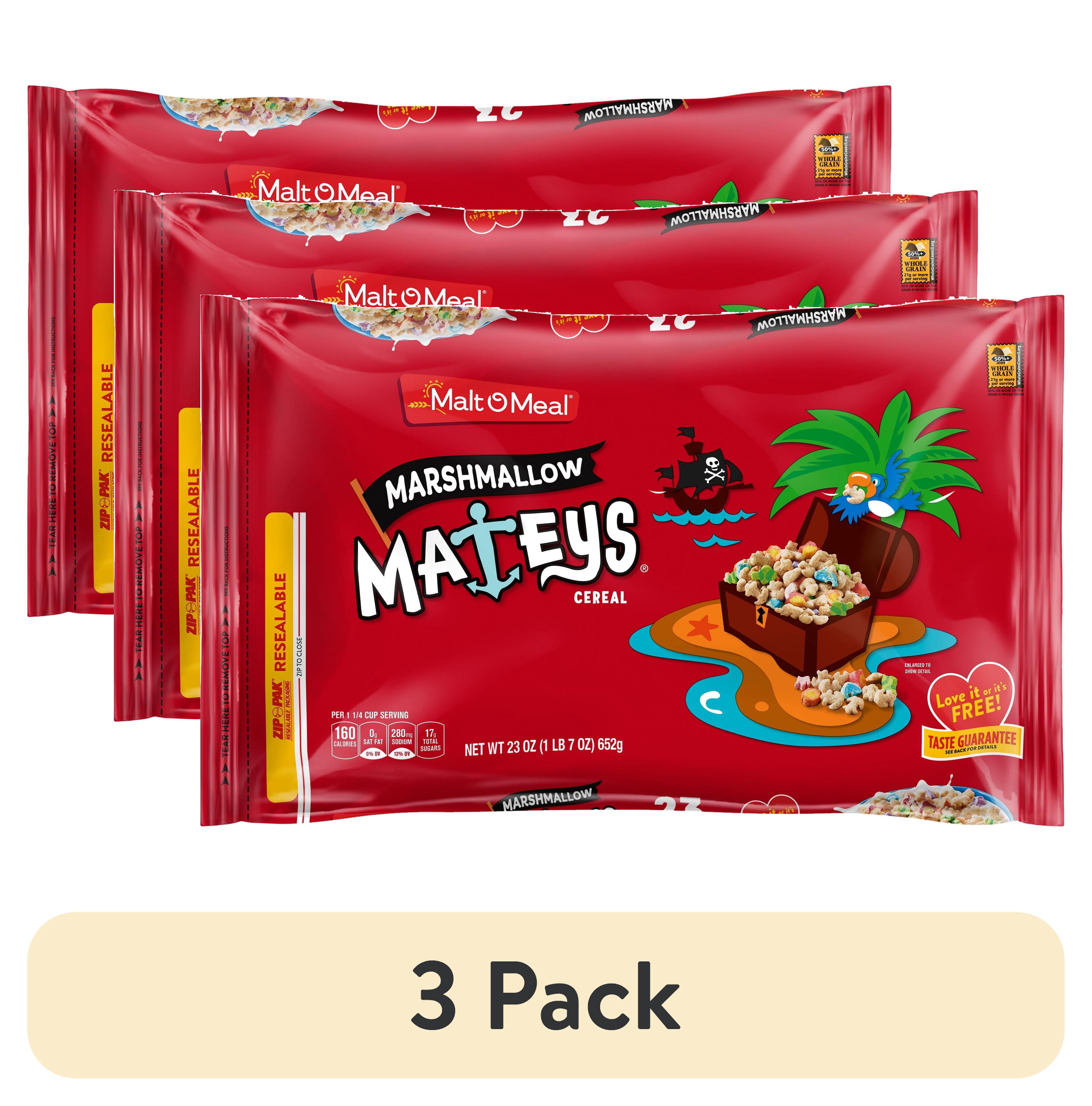 (3 pack) Malt-O-Meal, Marshmallow Mateys Breakfast Cereal, 23 oz Plastic Bag