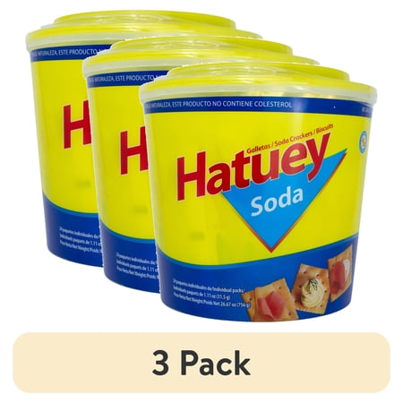 (3 pack) Malta Hatuey, Original Export Soda Snack Crackers, 26.67 oz, 24 Count Plastic Bucket