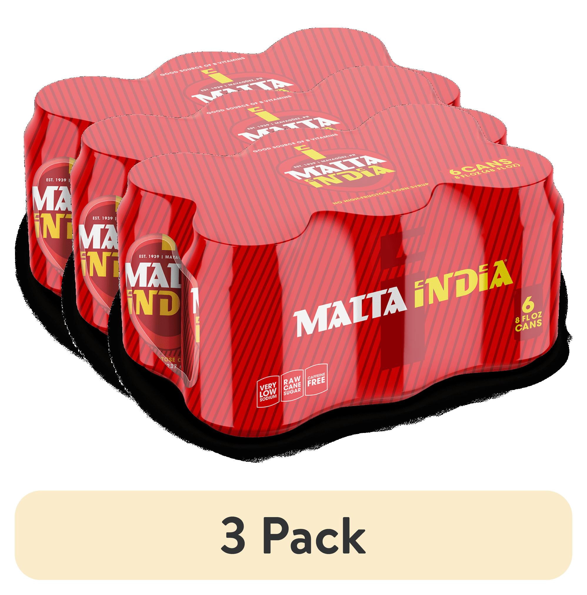 (3 pack) Malta India Malt Beverage 6 Pack 8 fl oz Aluminum Can, Allergens Not Contained