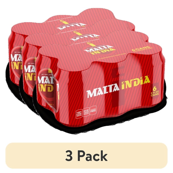 (3 pack) Malta India Malt Beverage 6 Pack 8 fl oz Aluminum Can, Allergens Not Contained